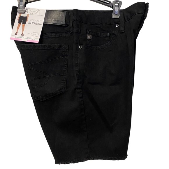 Seven7 Womens Relaxed Bermuda Shorts Black Cotton Blend Size 8 NWT - Picture 5 of 10